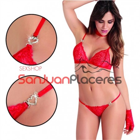 Conjunto rojo con Strass | Sanjuanplaceres